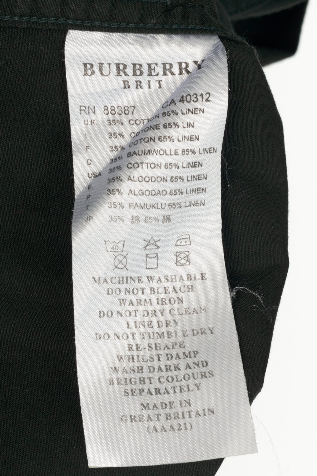 Burberry Brit Green Linen & Cotton-Twill Buttoned Shirt