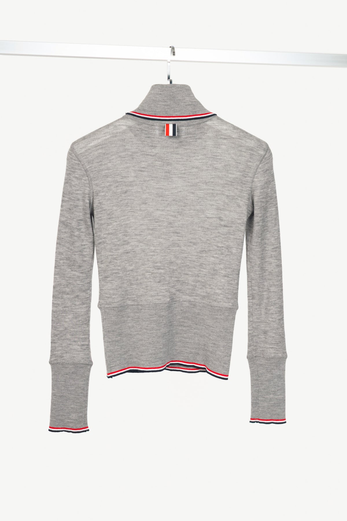 Thom Browne PF23 Grey Fine-Knit Rollneck Wool Sweater