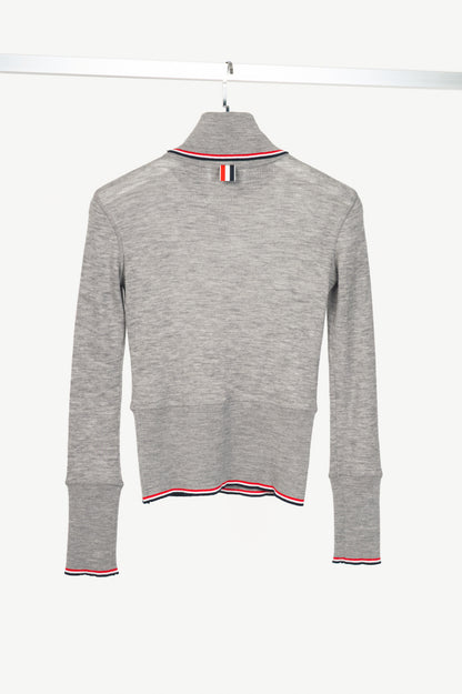 Thom Browne PF23 Grey Fine-Knit Rollneck Wool Sweater