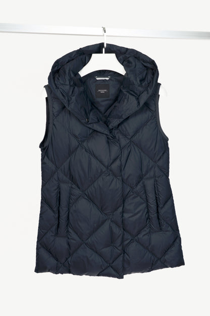 Weekend Max Mara Frutto Navy Hooded Quilted Down Puffer Vest