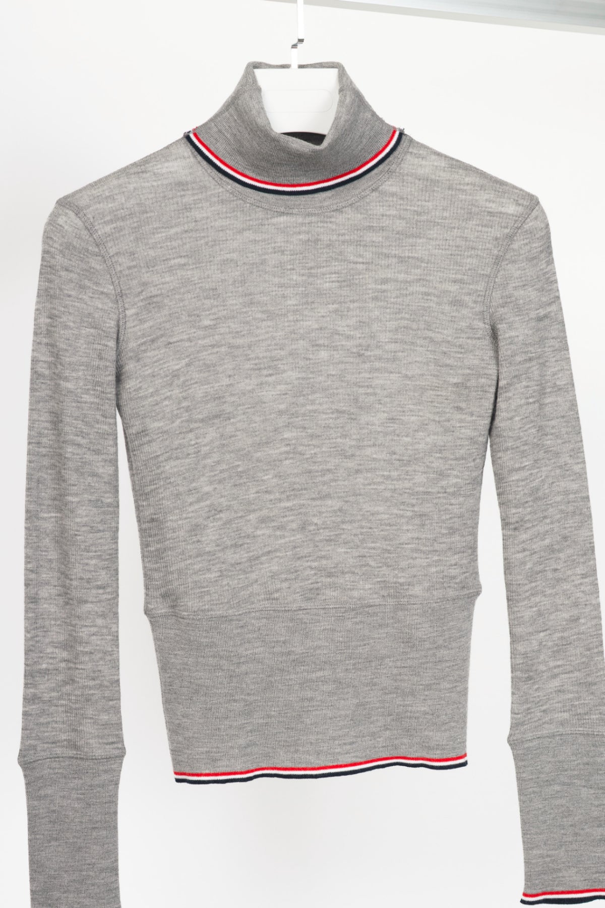 Thom Browne PF23 Grey Fine-Knit Rollneck Wool Sweater