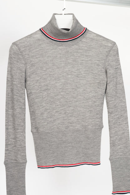 Thom Browne PF23 Grey Fine-Knit Rollneck Wool Sweater