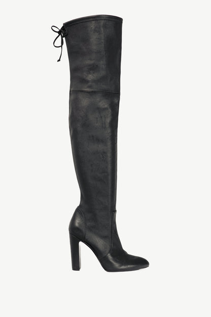 Stuart Weitzman Vidaland 100 Black Leather Thigh-High Boots
