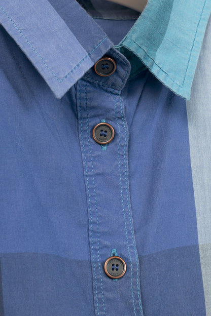 Burberry Brit Blue Check Cotton-Poplin Buttoned Tunic