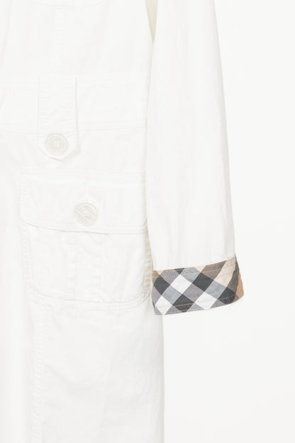 Burberry White Cotton-Poplin Utility Mini Shirt Dress