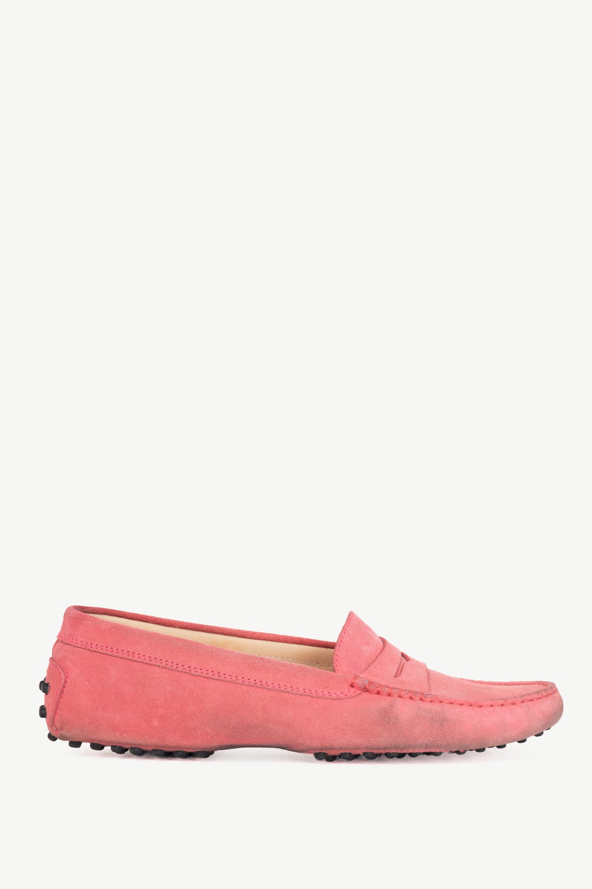Tod’s Gommino Pink Suede Driving Shoes