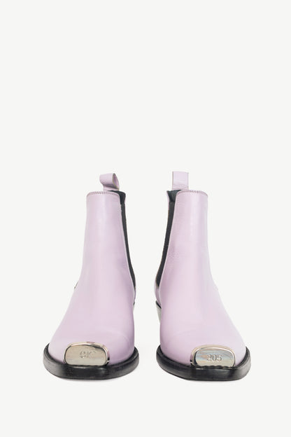 Calvin Klein 205W39NYC Claire Purple Leather Western Chelsea Boots