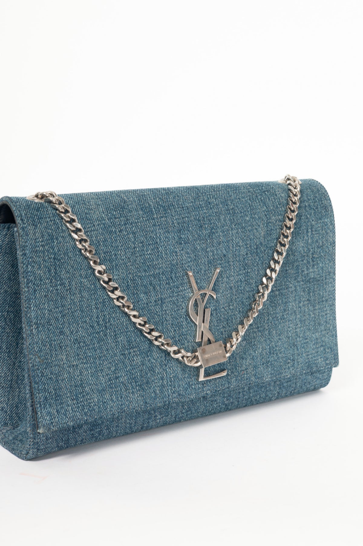 Saint Laurent Kate Medium Blue Denim YSL Monogramme Shoulder Bag