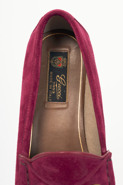 Gucci 1953 Fuchsia Suede Horsebit Loafers