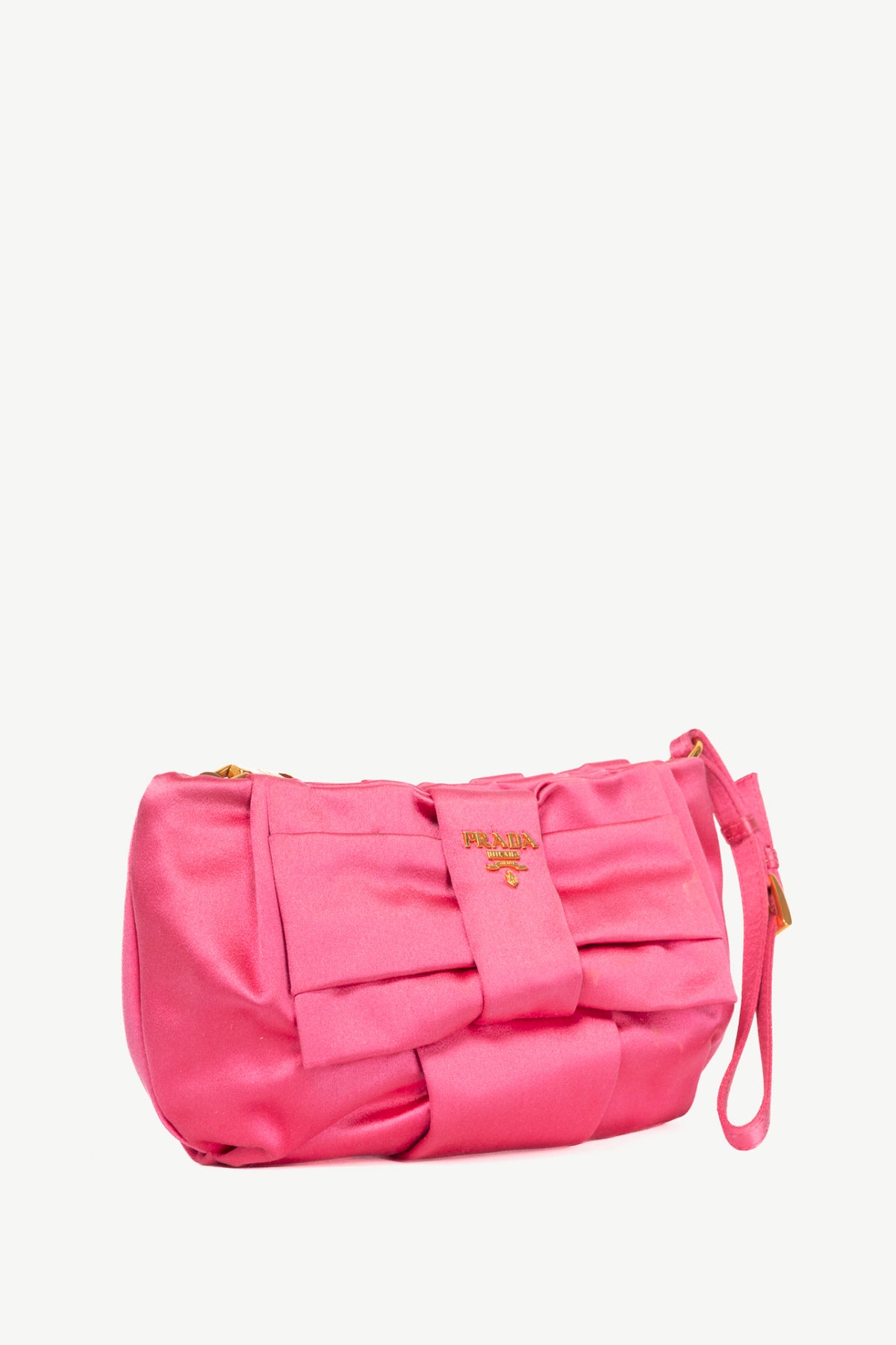 Prada Necessaire Fuxia Raso Bow Zip Wristlet