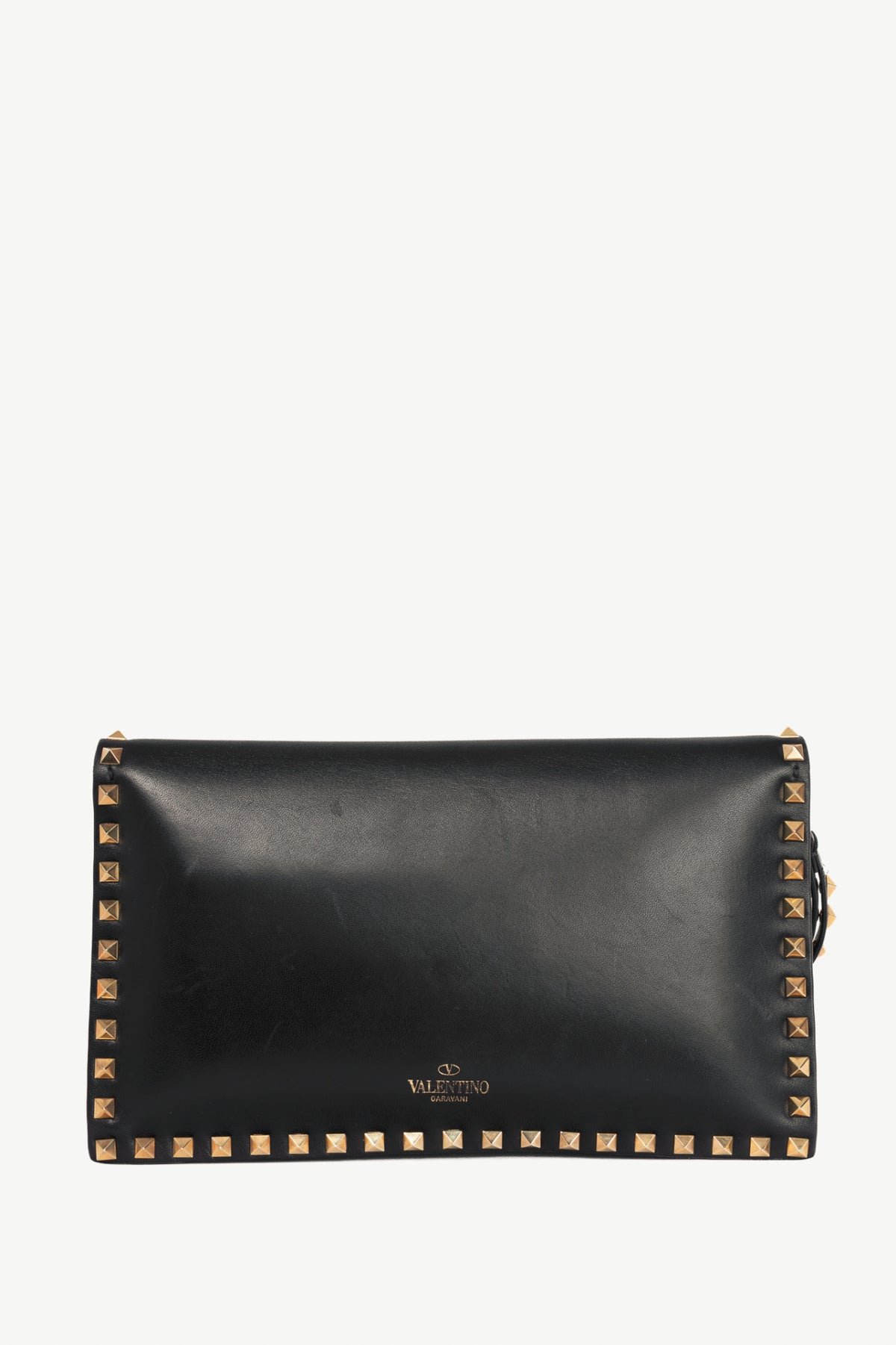 Valentino Garavani Nero Nappa Leather Rockstud Wristlet Clutch