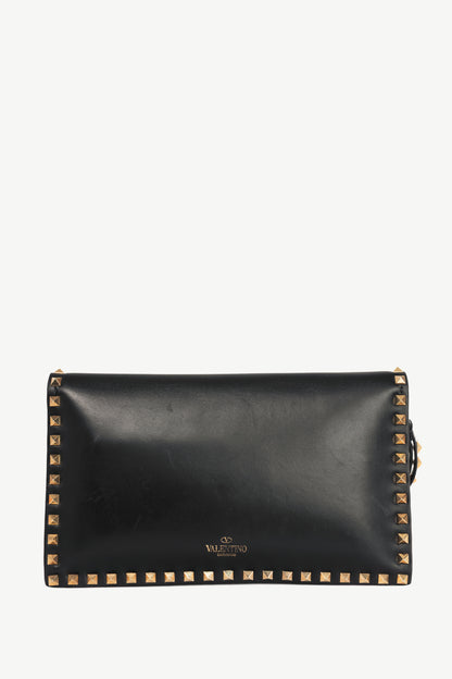 Valentino Garavani Nero Nappa Leather Rockstud Wristlet Clutch