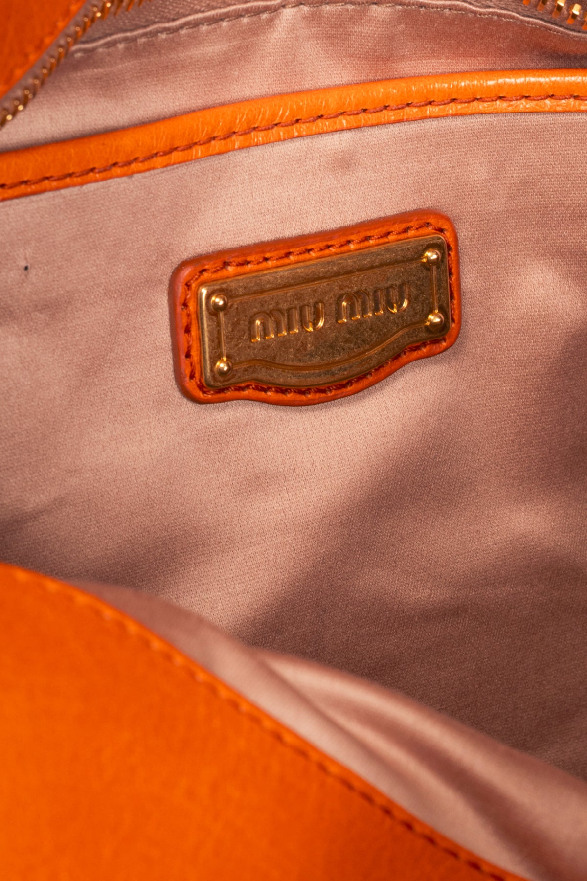 Miu Miu Bauletto Papaya Vitello Lux Bow Tote
