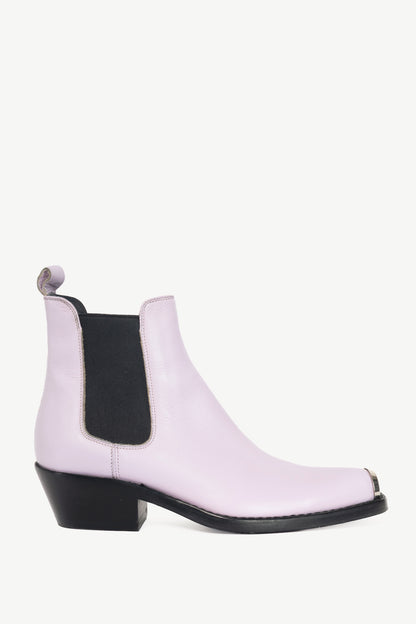 Calvin Klein 205W39NYC Claire Purple Leather Western Chelsea Boots
