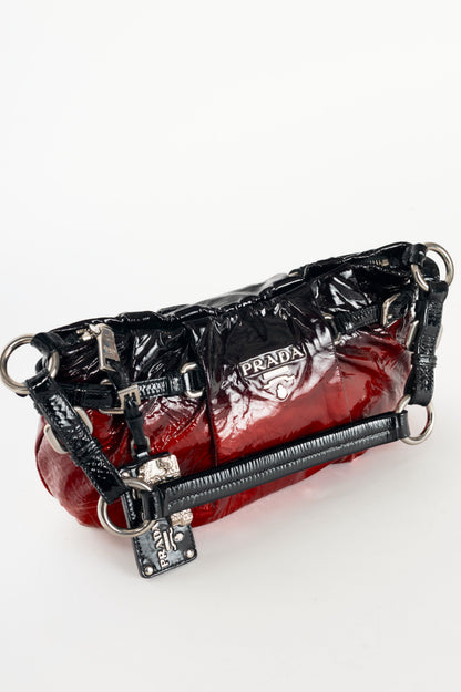 Prada Rosso & Argento Vernice Sfumata Gradient Patent Leather Handbag