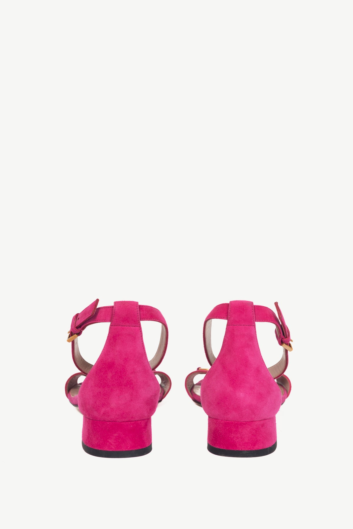 Gucci Liliane Fuchsia Suede Horsebit Ankle-Strap Sandals