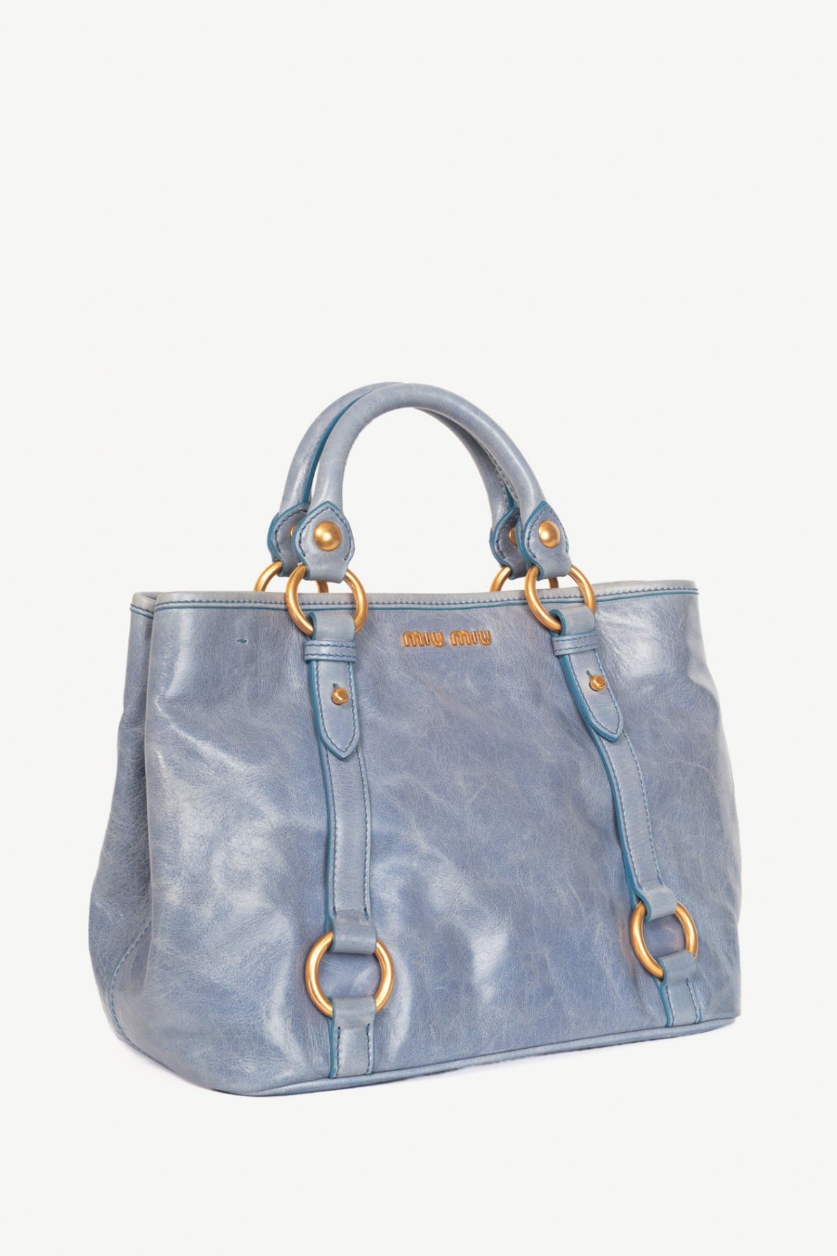 Miu Miu Bauletto Aperto Mare Vitello Shine Tote