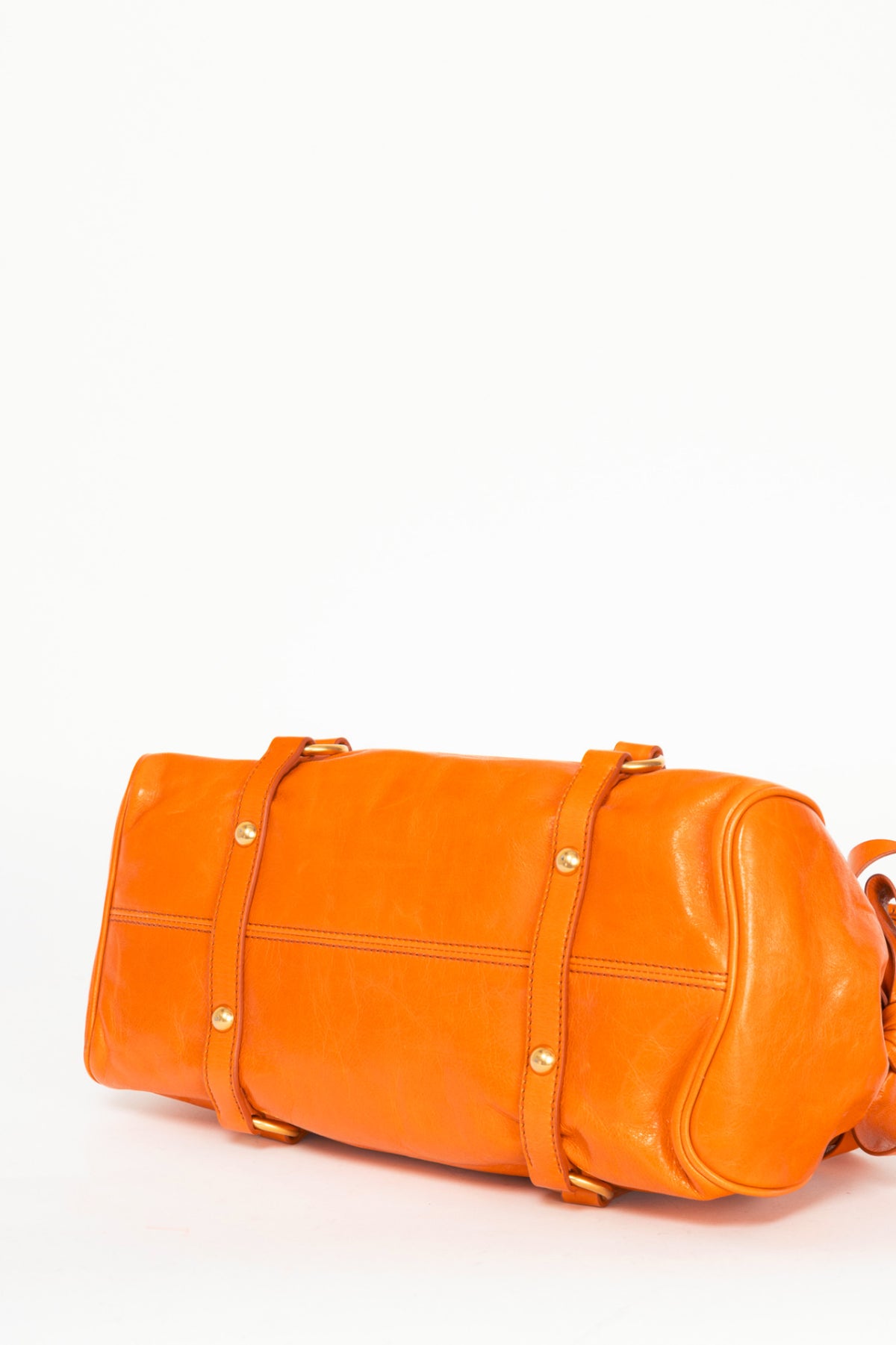 Miu Miu Bauletto Papaya Vitello Lux Bow Tote