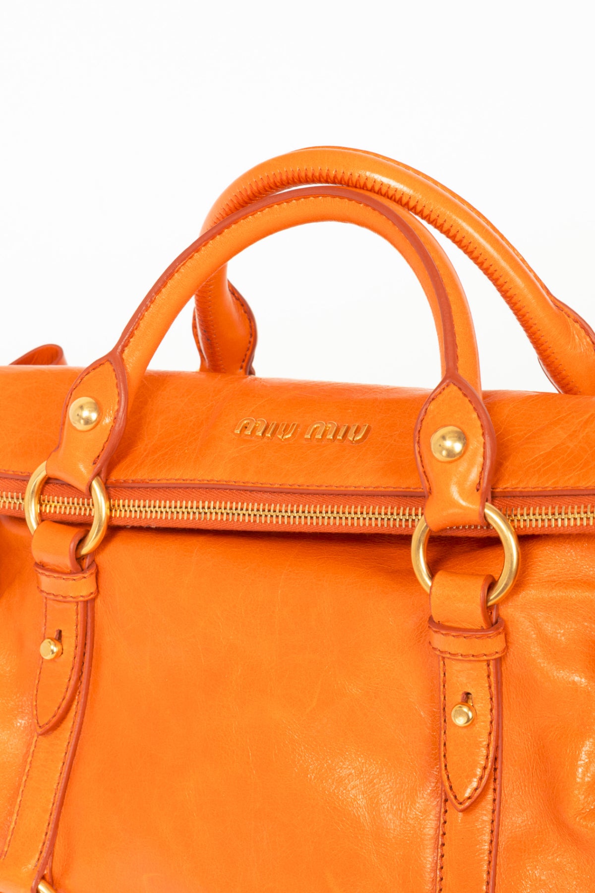 Miu Miu Bauletto Papaya Vitello Lux Bow Tote