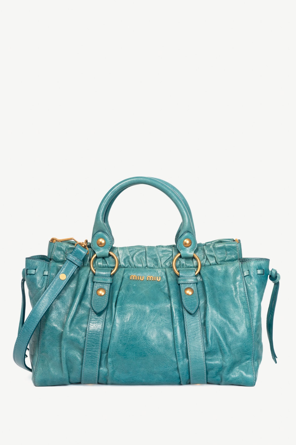 Miu Miu Teal Leather Large Satchel