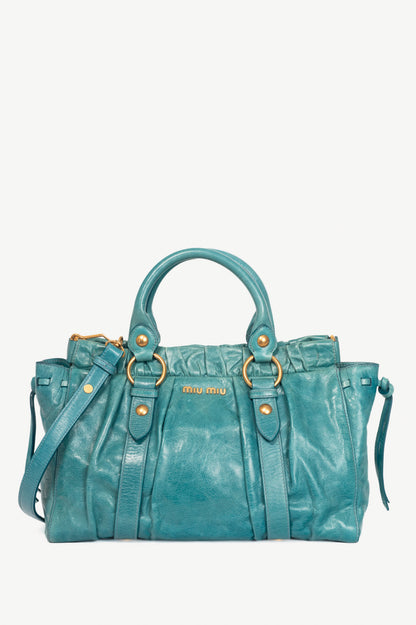 Miu Miu Teal Leather Large Satchel