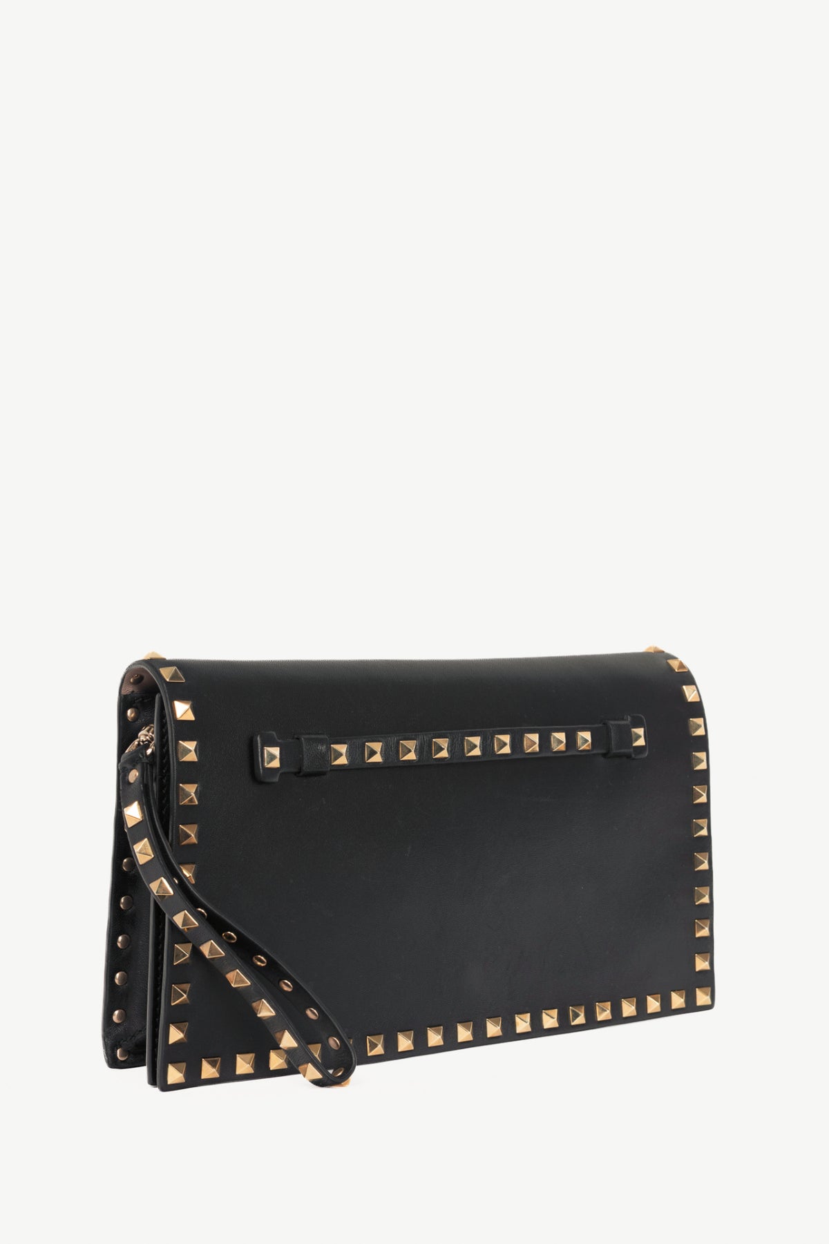 Valentino Garavani Nero Nappa Leather Rockstud Wristlet Clutch