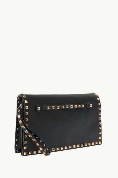 Valentino Garavani Nero Nappa Leather Rockstud Wristlet Clutch