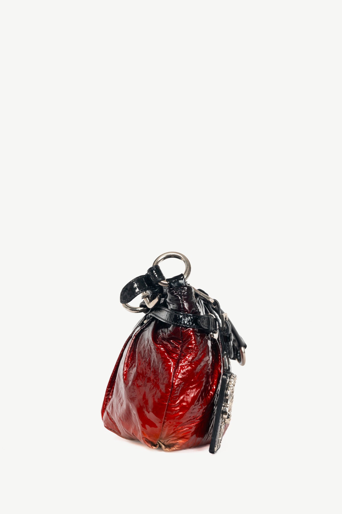Prada Rosso & Argento Vernice Sfumata Gradient Patent Leather Handbag