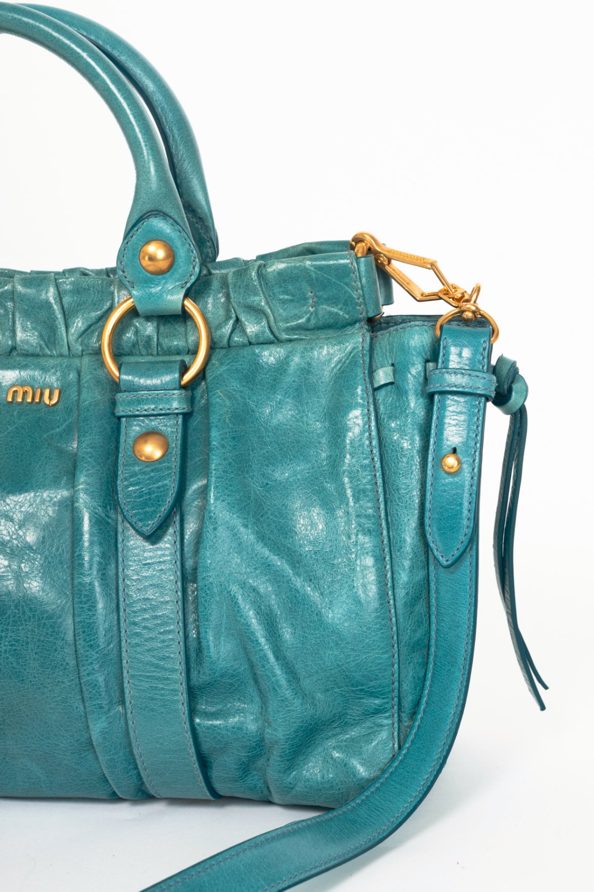 Miu Miu Teal Leather Large Satchel
