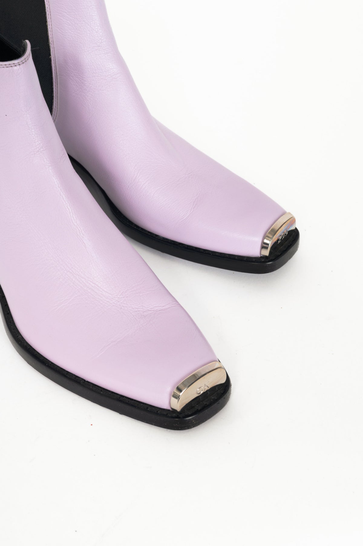 Calvin Klein 205W39NYC Claire Purple Leather Western Chelsea Boots