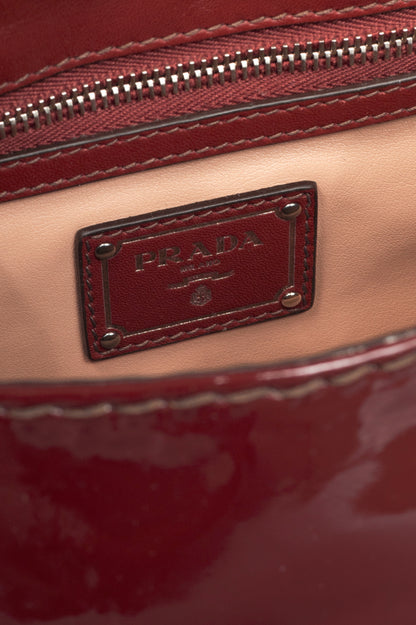 Prada AW10 Pattina Sottospalla Amarena & Cammello Vernice Leather Handbag