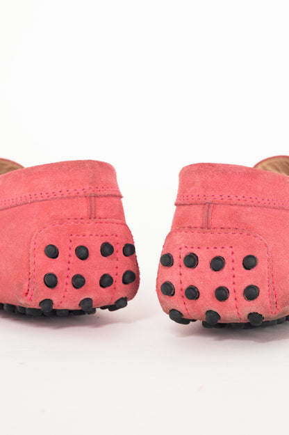 Tod’s Gommino Pink Suede Driving Shoes