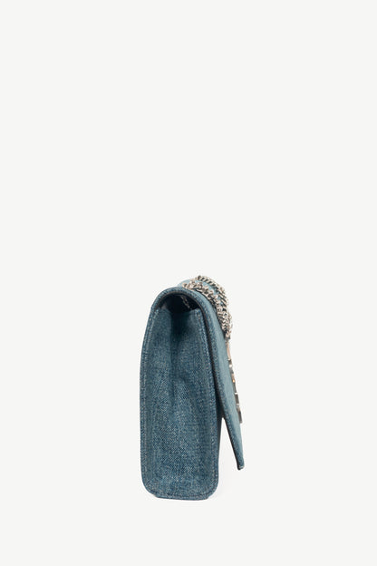 Saint Laurent Kate Medium Blue Denim YSL Monogramme Shoulder Bag