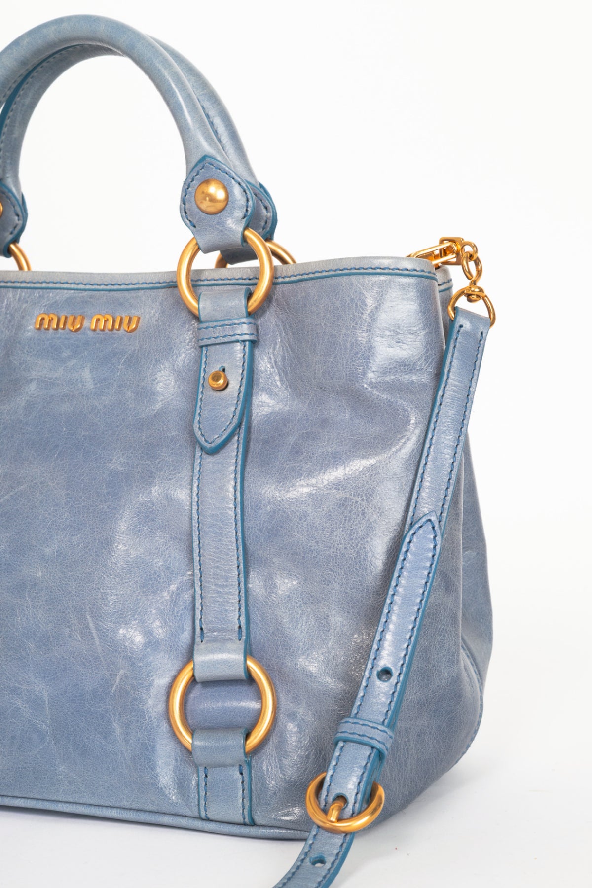 Miu Miu Bauletto Aperto Mare Vitello Shine Tote