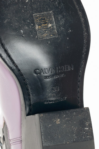 Calvin Klein 205W39NYC Claire Purple Leather Western Chelsea Boots