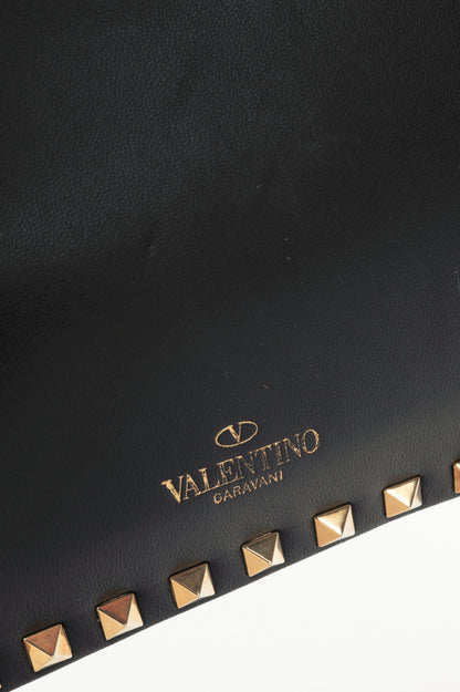 Valentino Garavani Nero Nappa Leather Rockstud Wristlet Clutch