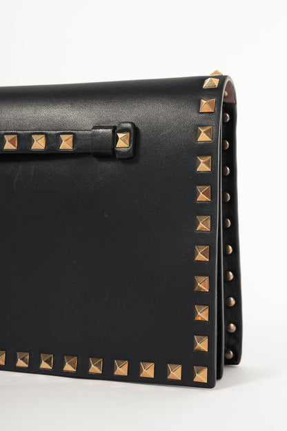 Valentino Garavani Nero Nappa Leather Rockstud Wristlet Clutch