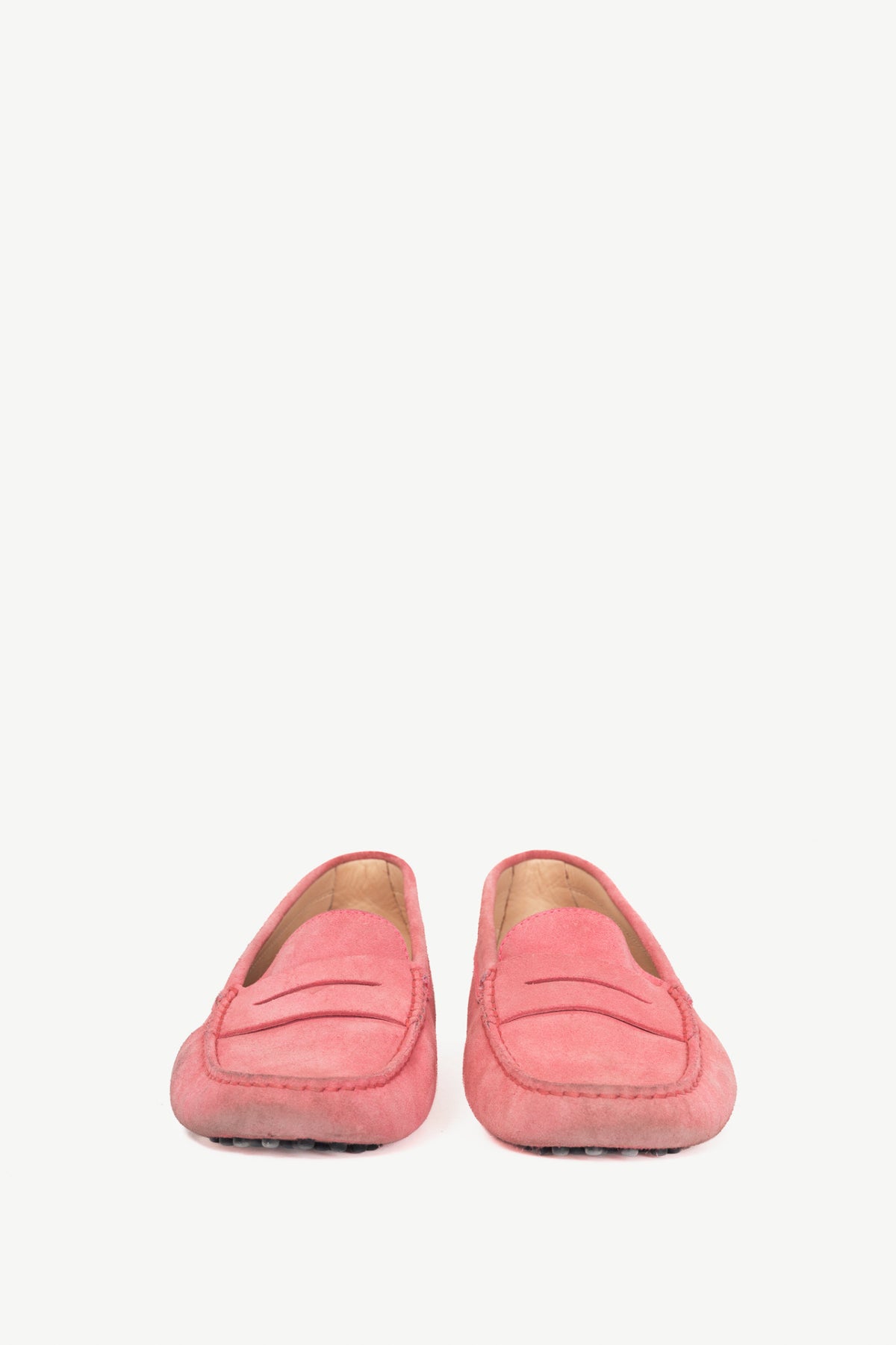 Tod’s Gommino Pink Suede Driving Shoes
