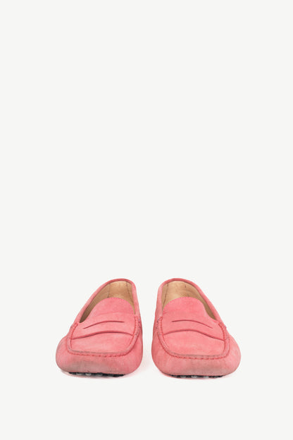Tod’s Gommino Pink Suede Driving Shoes