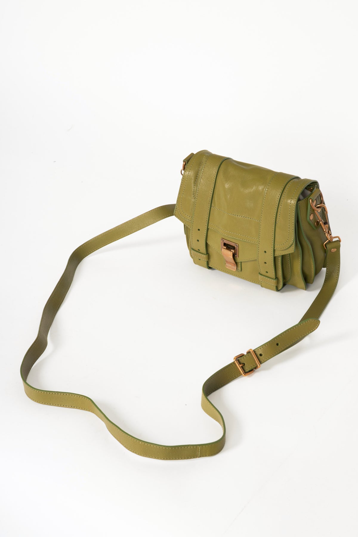 Proenza Schouler PS 1 Pouch Green Leather Crossbody