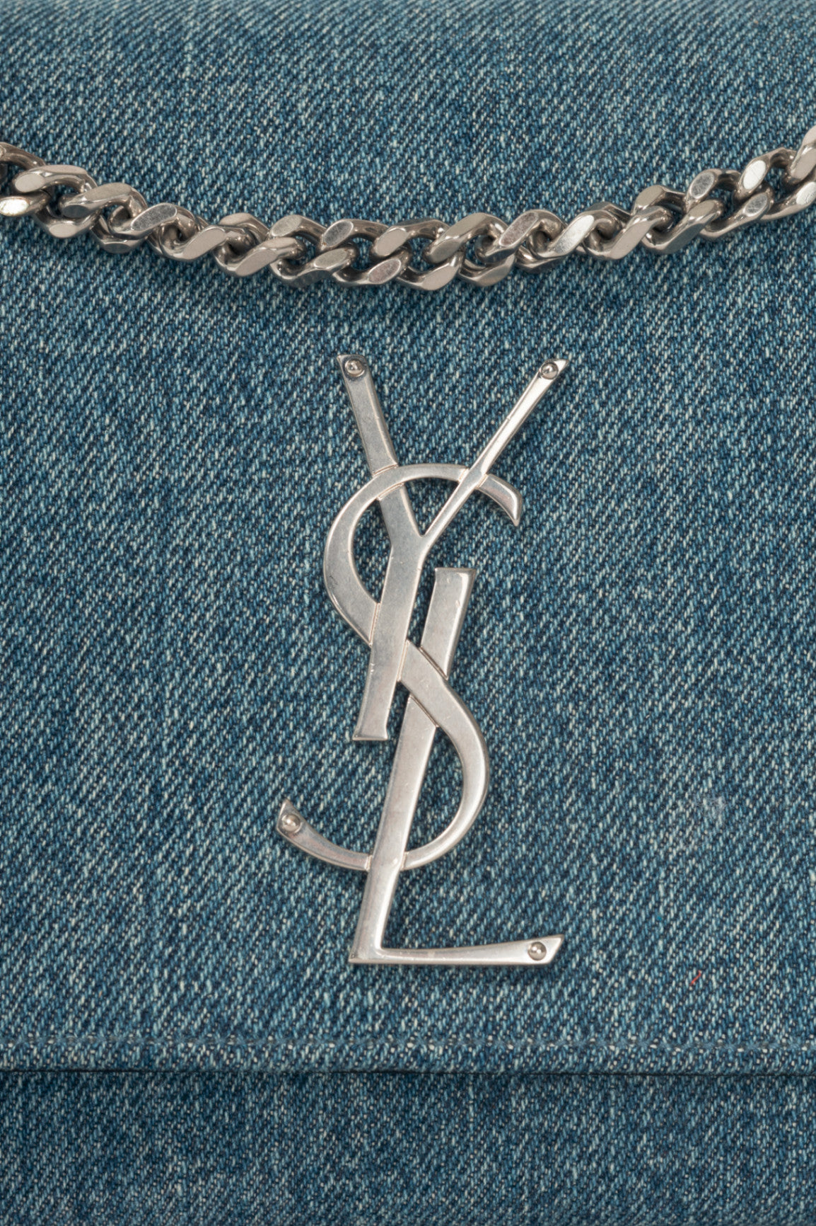 Saint Laurent Kate Medium Blue Denim YSL Monogramme Shoulder Bag