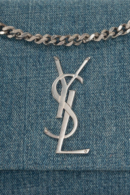 Saint Laurent Kate Medium Blue Denim YSL Monogramme Shoulder Bag