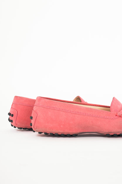 Tod’s Gommino Pink Suede Driving Shoes