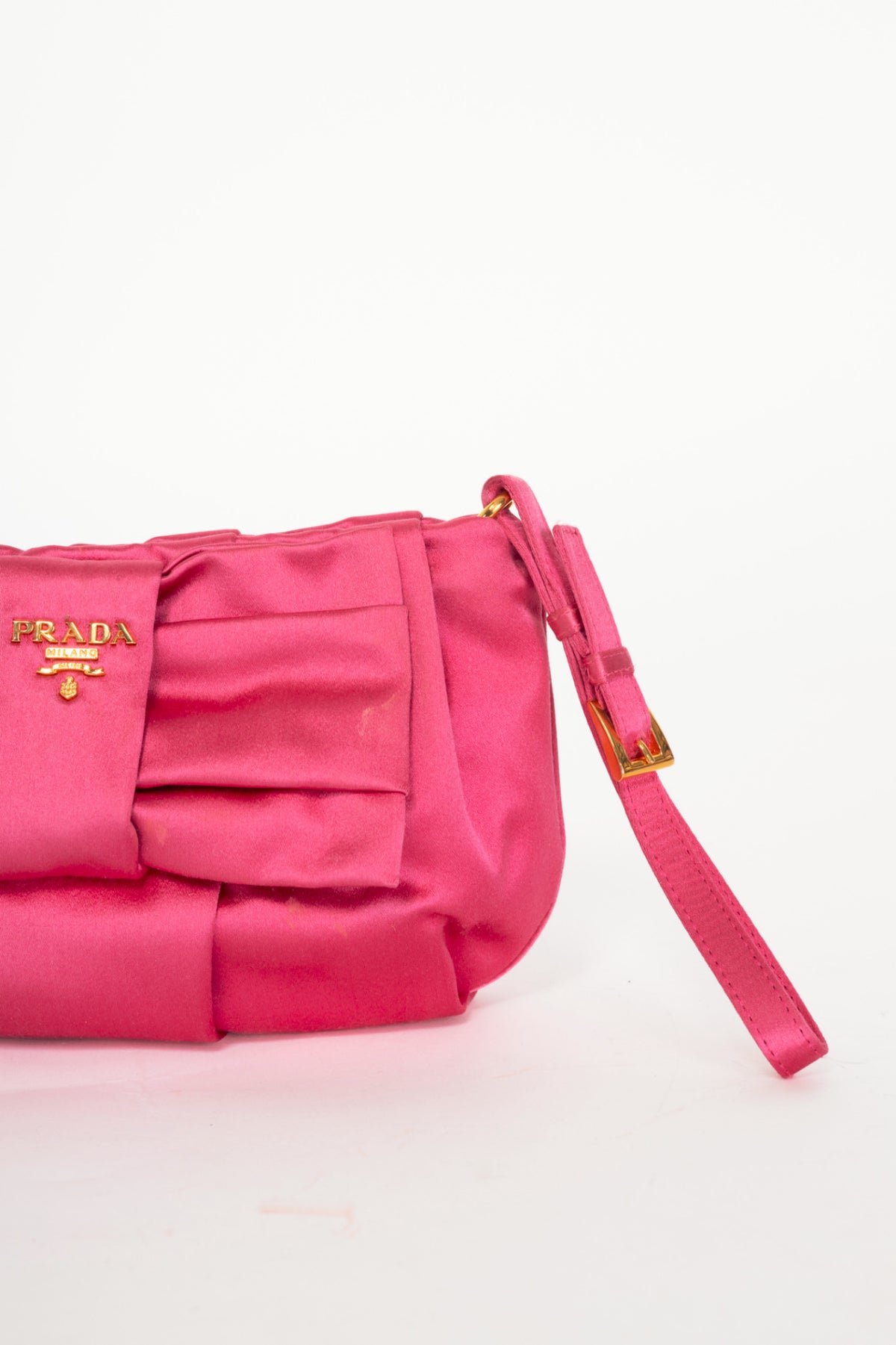 Prada Necessaire Fuxia Raso Bow Zip Wristlet