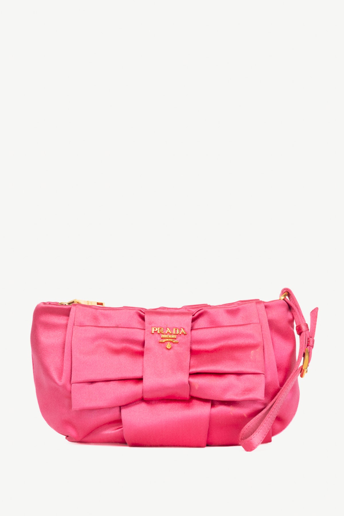 Prada Necessaire Fuxia Raso Bow Zip Wristlet