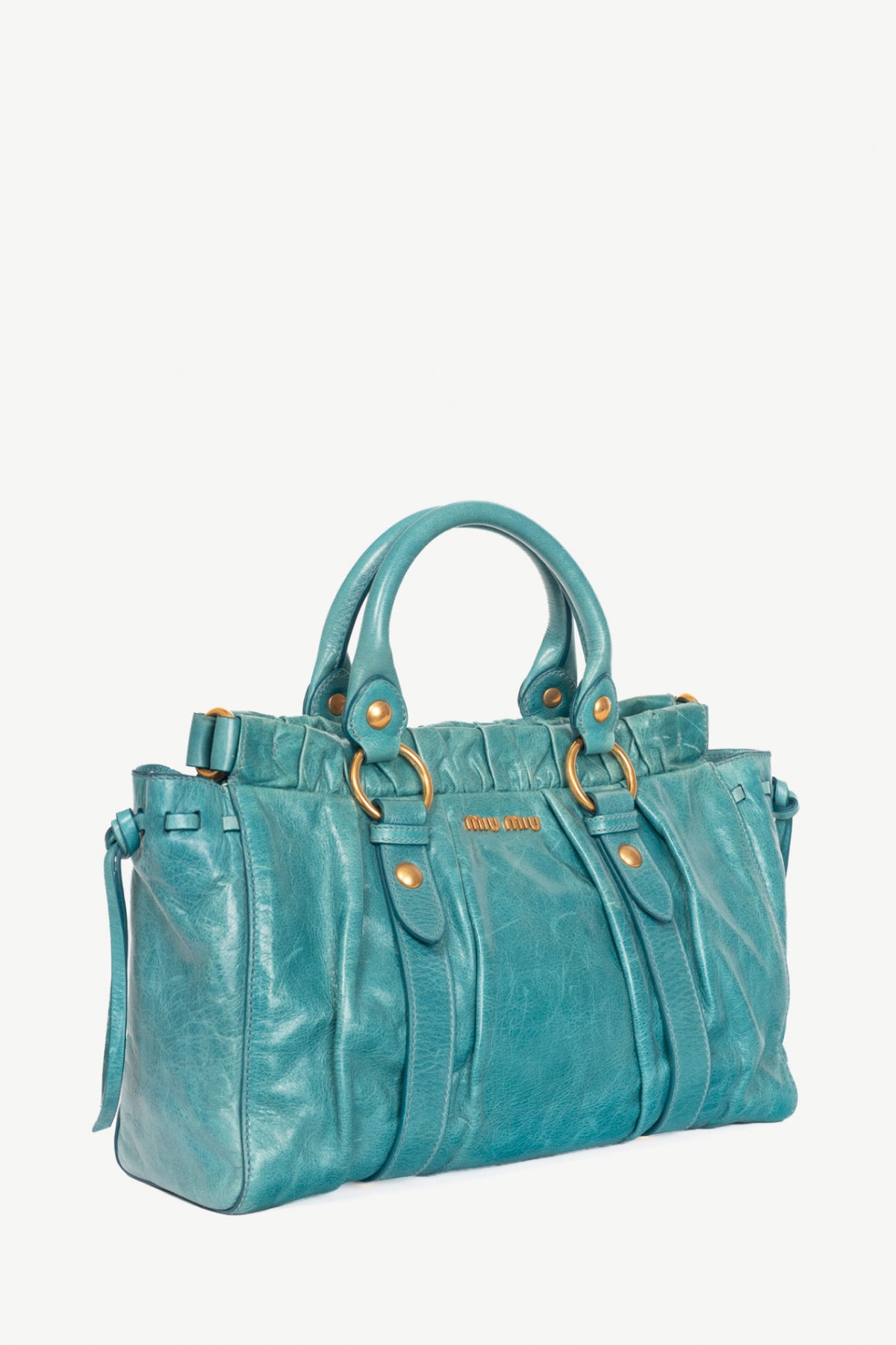 Miu Miu Teal Leather Large Satchel