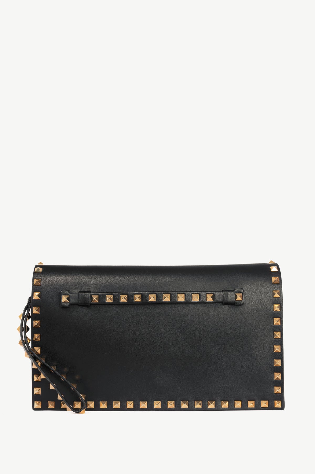 Valentino Garavani Nero Nappa Leather Rockstud Wristlet Clutch