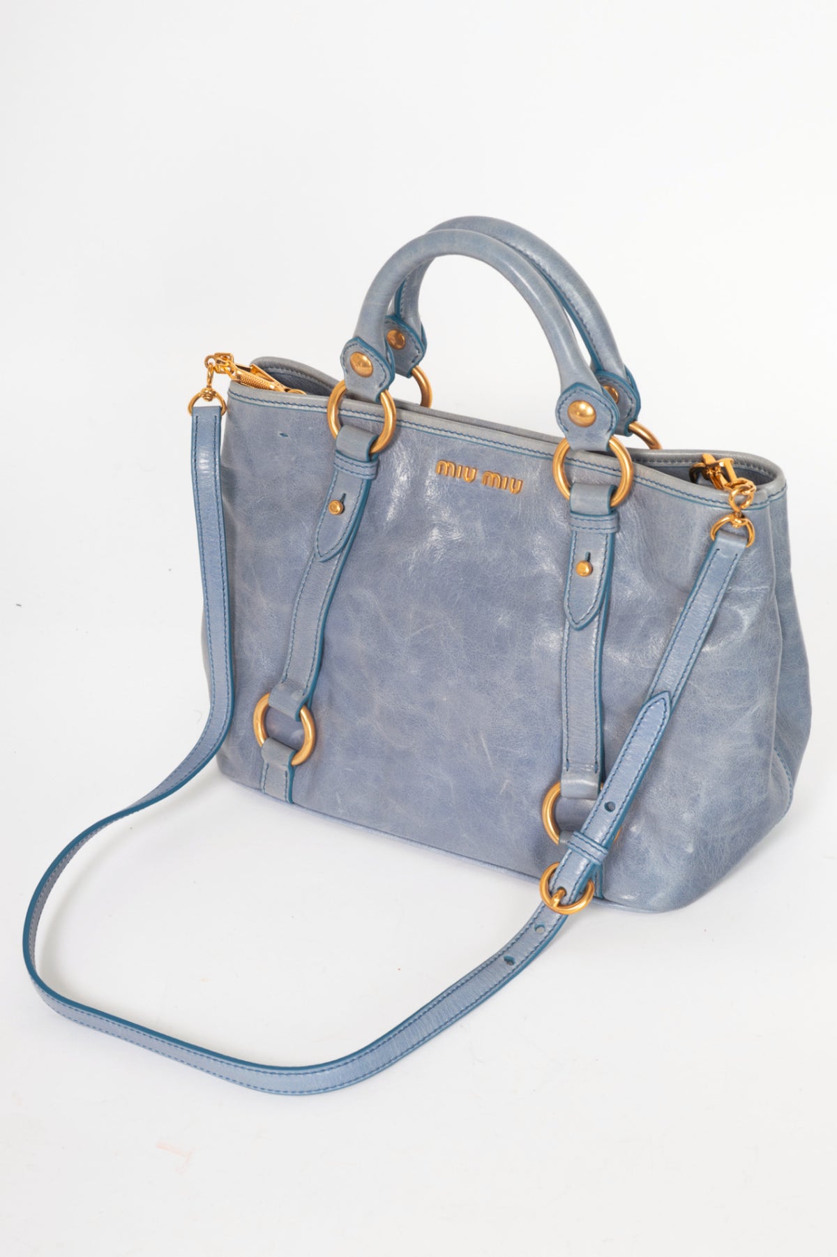 Miu Miu Bauletto Aperto Mare Vitello Shine Tote