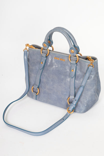Miu Miu Bauletto Aperto Mare Vitello Shine Tote