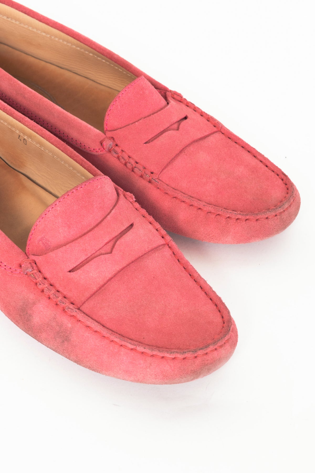Tod’s Gommino Pink Suede Driving Shoes
